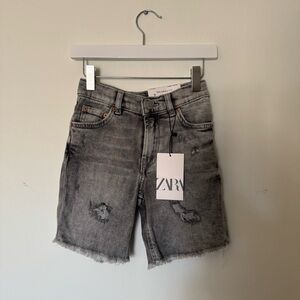 Zara Distressed Gray Denim Shorts